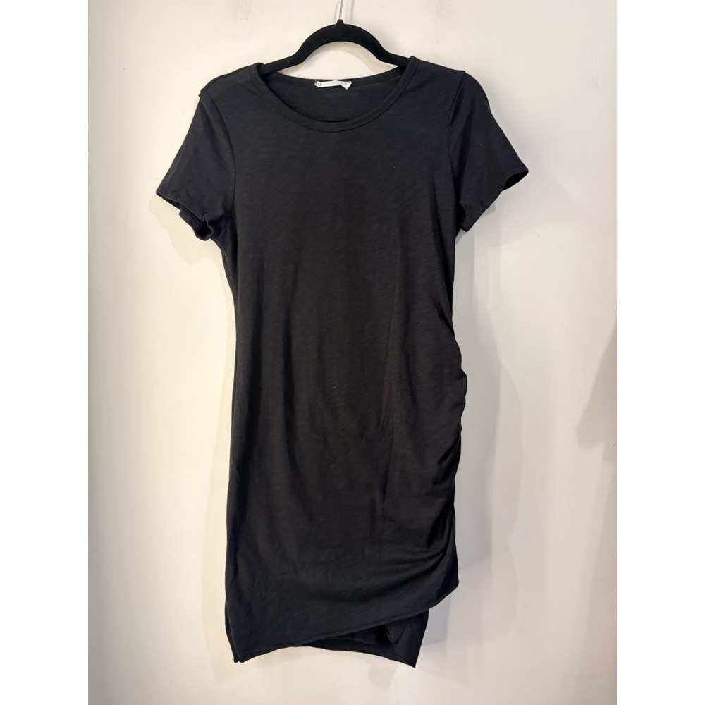Wasabi + Mint Black Ruched Side T-Shirt Dress Tunic Womens Large USA